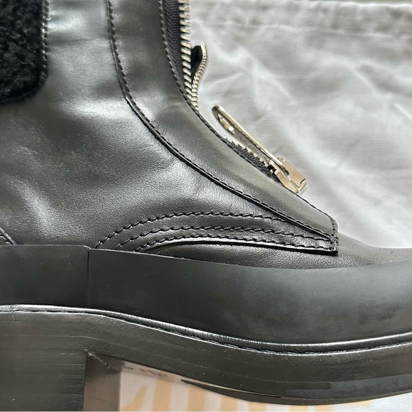 Chloe Roy Shearling-Lined Leather Black Ankle Boots Size 36.5 - Picture 12 of 14